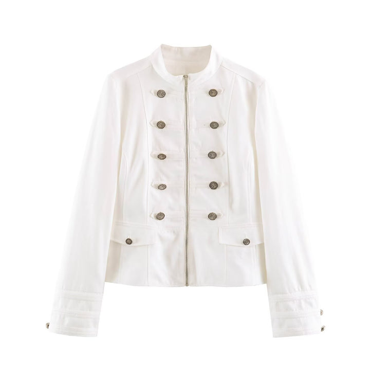 Ladies tailored field jacket in marshal style with stand-up collar and decorative buttons Mune Fashion