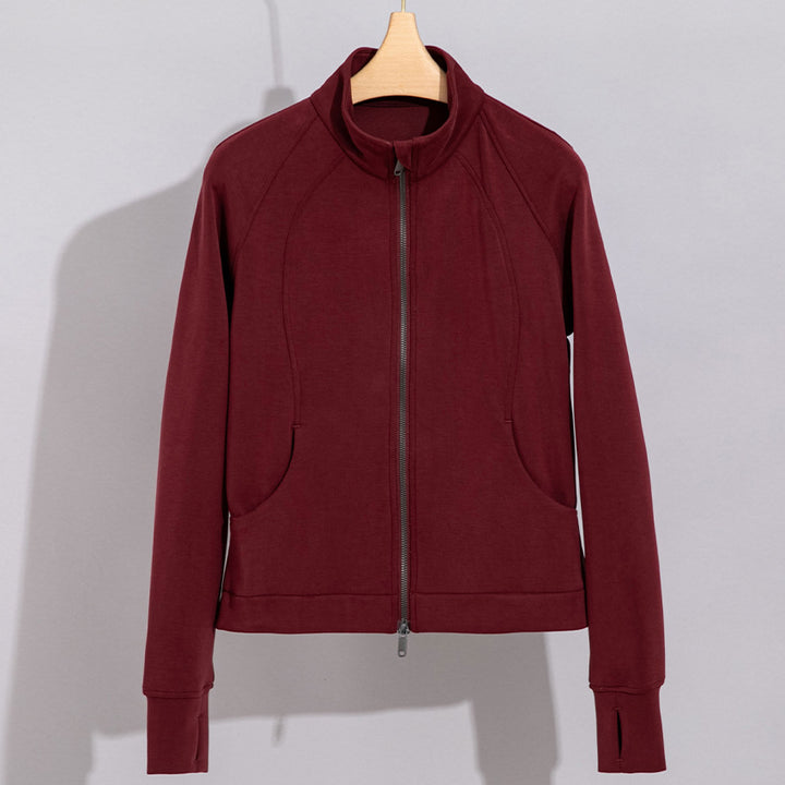 Women's Performance Training Jacket with Stand Collar and Thumb Hole Mune Fashion