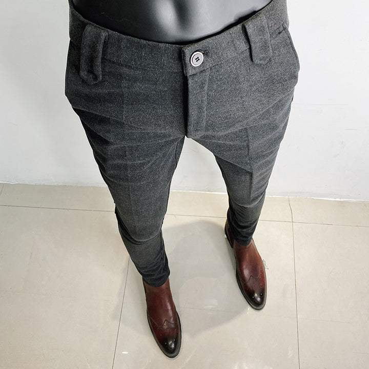 Men's tailored suit trousers made of stretch wool blend with crease Mune Fashion