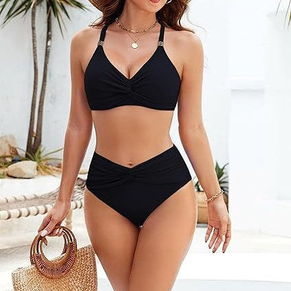 Women's High-Cut Bikini Set with Twist Detail Mune Fashion