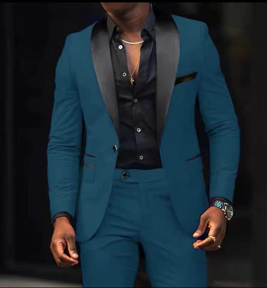 Men's narrow cut tuxedo with satin lapels and slim-fit trousers Mune Fashion