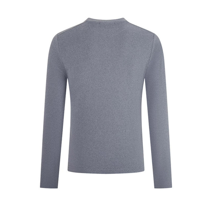 Men's Breathable Slim-Fit Fine Knit Long Sleeve Shirt with Round Neck Mune Fashion