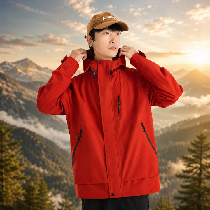 Men's lightweight breathable two-layer rain softshell jacket with adjustable hood and chest pocket Mune Fashion