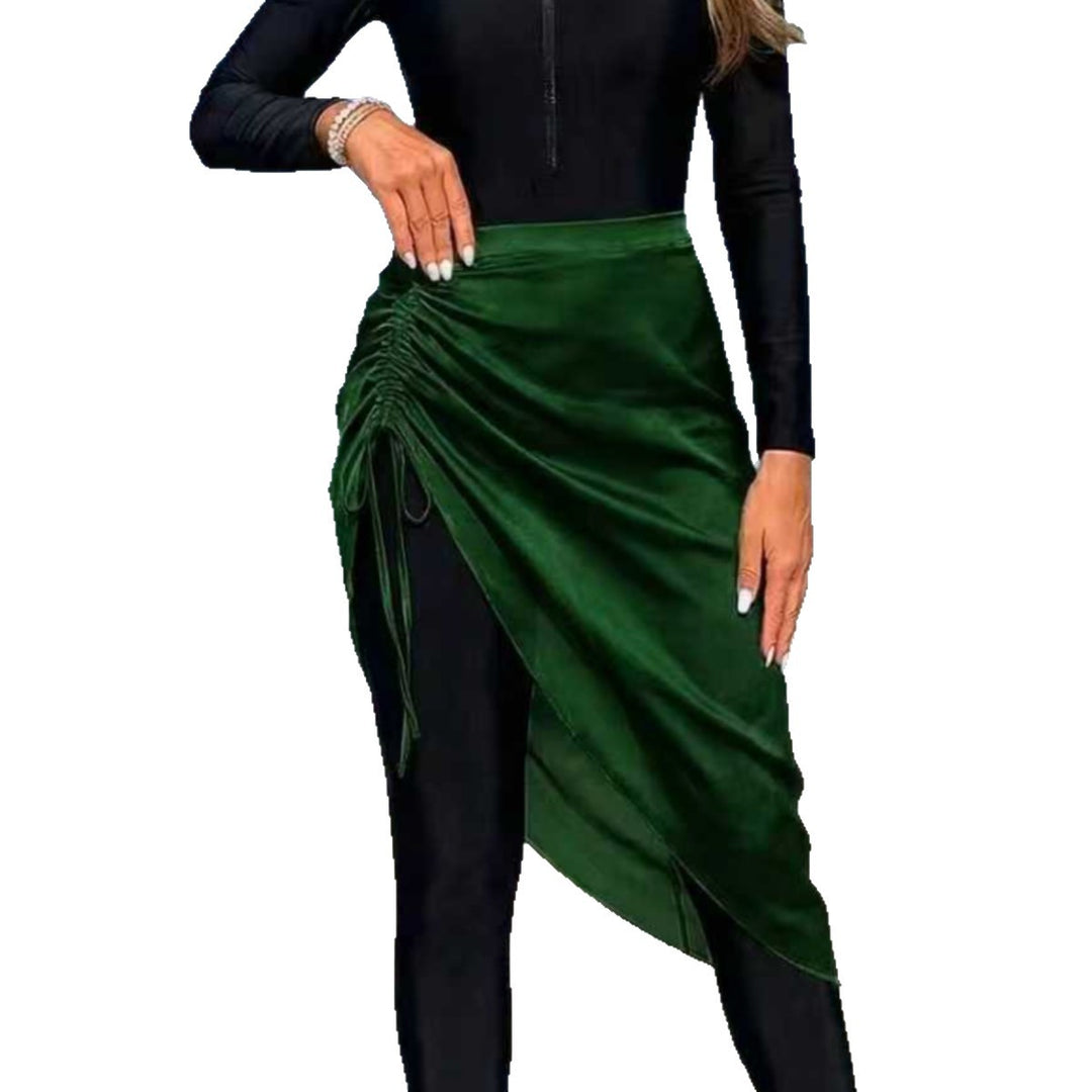 Women's sporty long-sleeve swimsuit with wrap skirt Mune Fashion