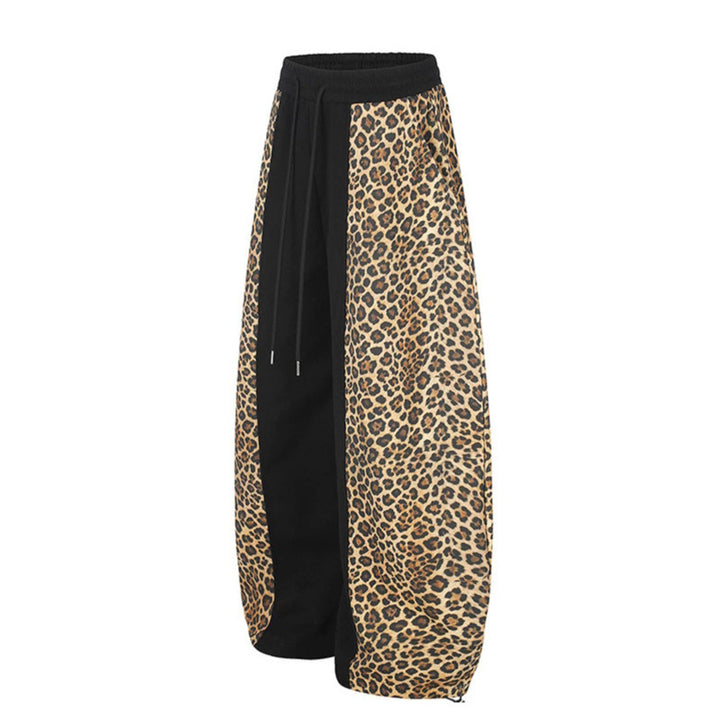 Women's Extra Wide Palazzo Jogpants with Leo Panels, Drawstring Waistband, and Adjustable Hem Mune Fashion