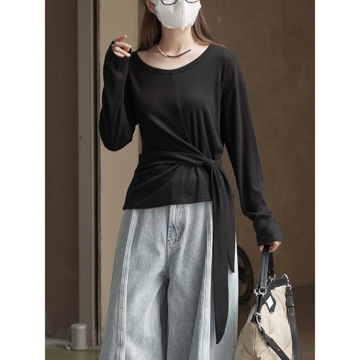 Women High-Waisted Flowing Tailoring Palazzo Pants with Draped Front Panel Mune Fashion