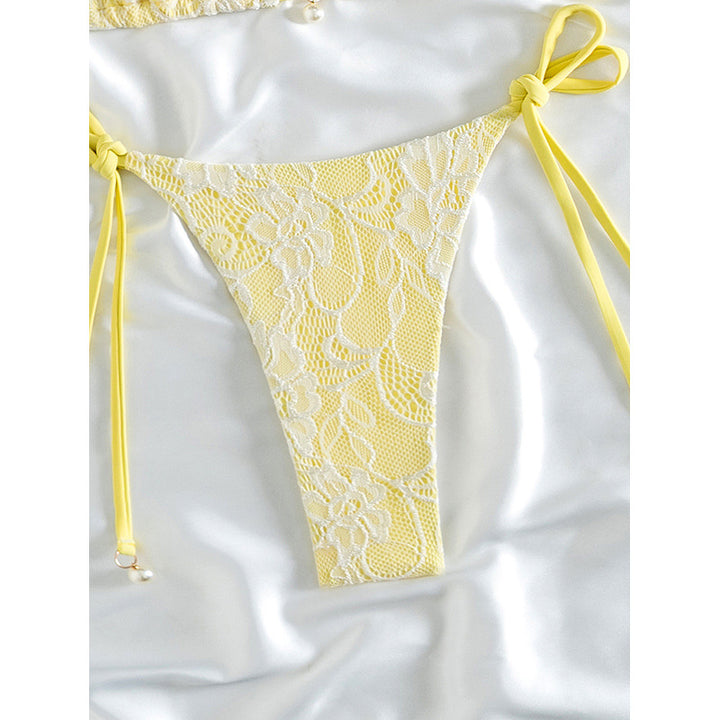 Women's triangle bikini with delicate crochet pattern and adjustable ties Mune Fashion