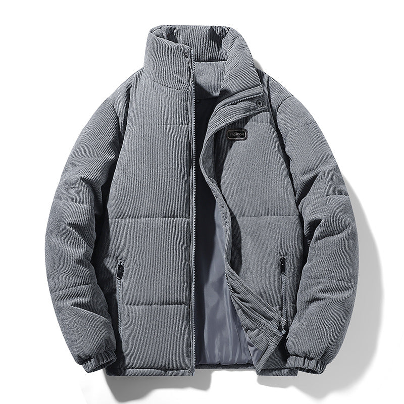 Men's quilted cord jacket with high stand-up collar, warm filling and zip pockets Mune Fashion