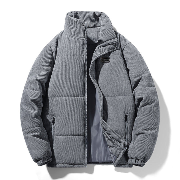Men's quilted cord jacket with high stand-up collar, warm filling and zip pockets Mune Fashion