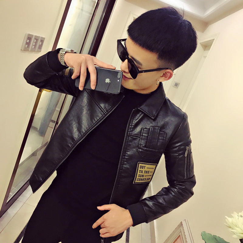 Men's Fashion Faux Leather Jacket with Creative Applications Mune Fashion