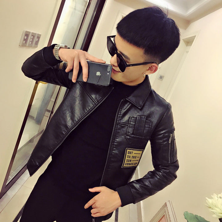 Men's Fashion Faux Leather Jacket with Creative Applications Mune Fashion
