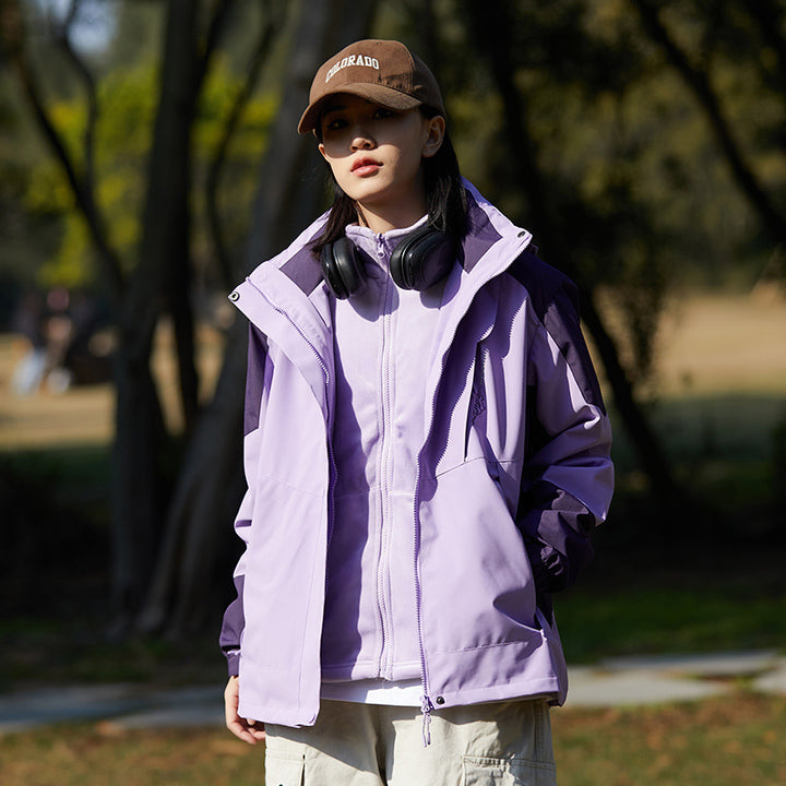 Women's two-layer softshell outdoor jacket with removable fleece inner layer and hood Mune Fashion