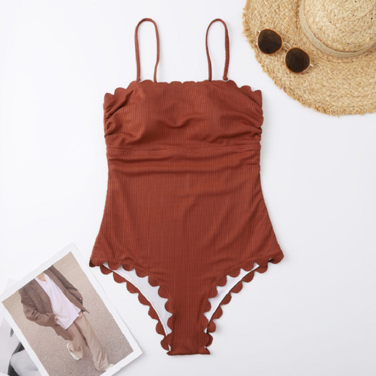 Women’s One-Piece Swimsuit with Feminine Ruffle Details and Adjustable Straps Mune Fashion