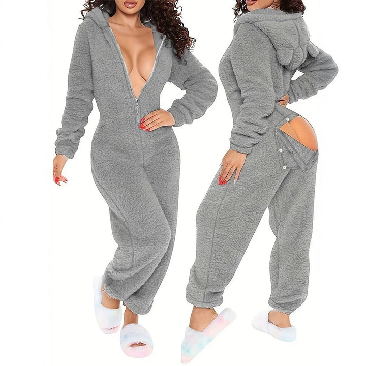 Women's Fluffy One-Piece with Hood Mune Fashion