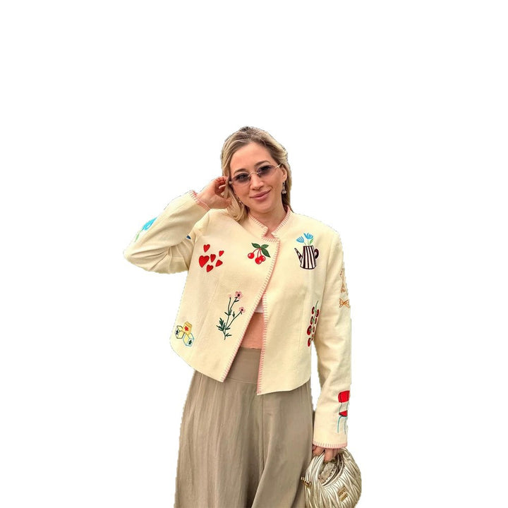 Ladies Embroidered Short Jacket with Playful Appliqués Mune Fashion