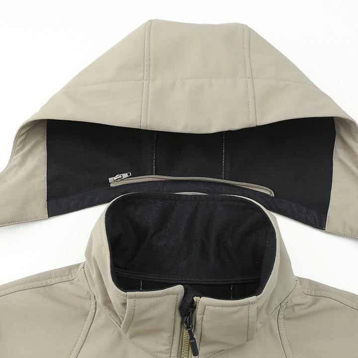 Men's softshell hybrid jacket with hood, sealed zippers, and ergonomic cut Mune Fashion