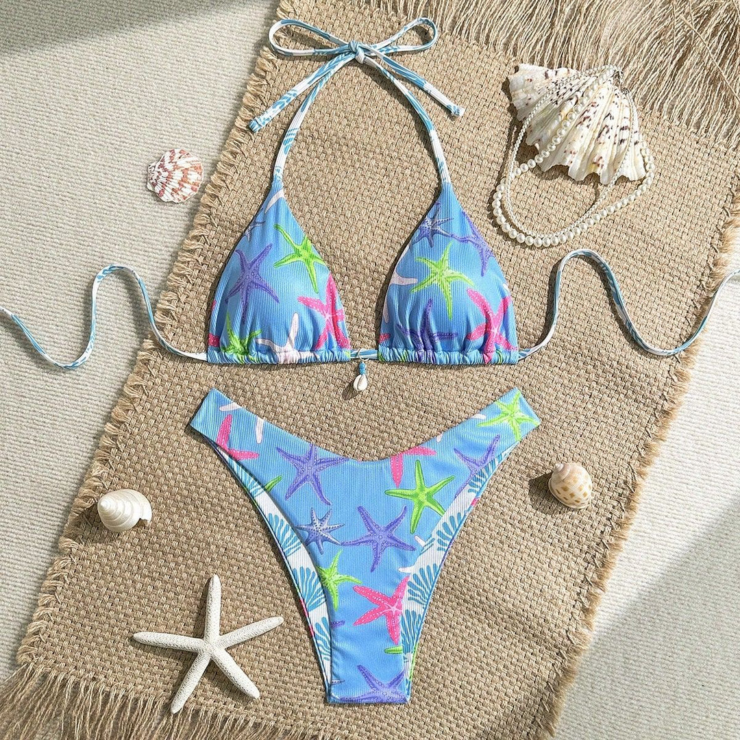 Women's triangle bikini with maritime star pattern Mune Fashion