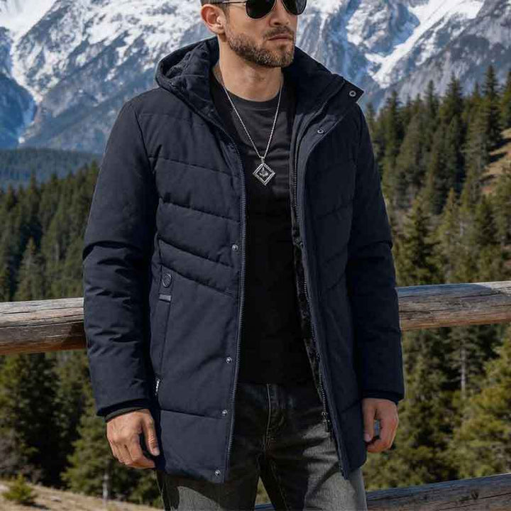 Men's Practical Winter Jacket with Hood and Noble Quilted Details Mune Fashion