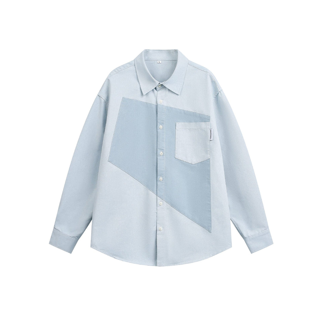 Unisex Oversize Patchwork Denim Shirt with Boxy Cut Mune Fashion