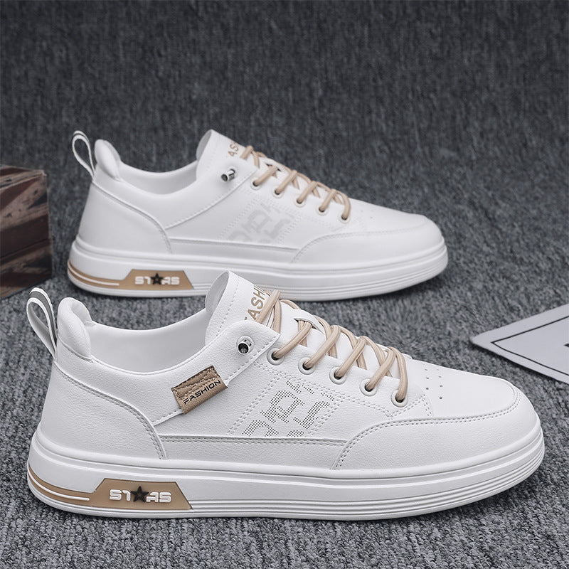 Men's minimalist faux leather sneakers with ventilated toe perforation and padded heel loop Mune Fashion