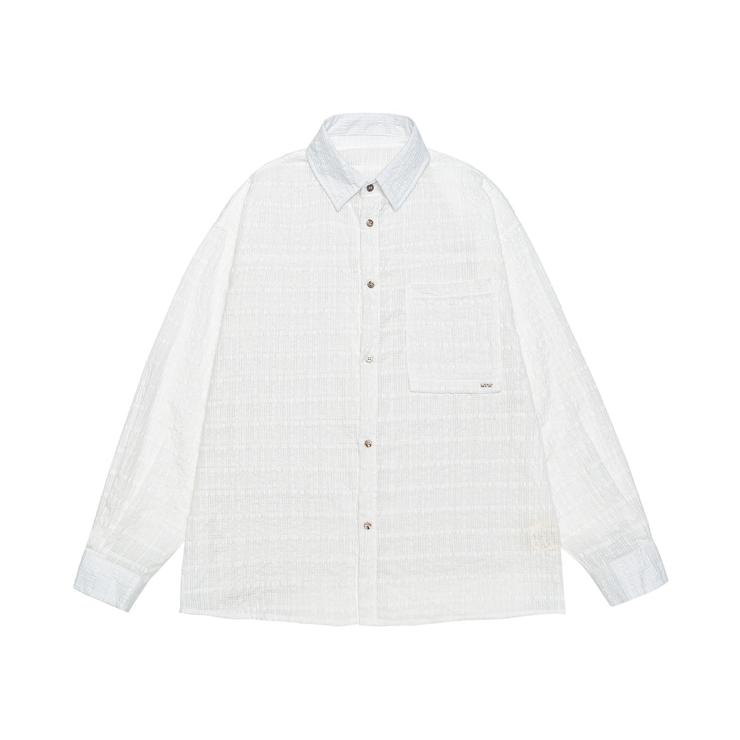 Unisex Textured Oversized Shirt Jacket with Chest Pocket Mune Fashion