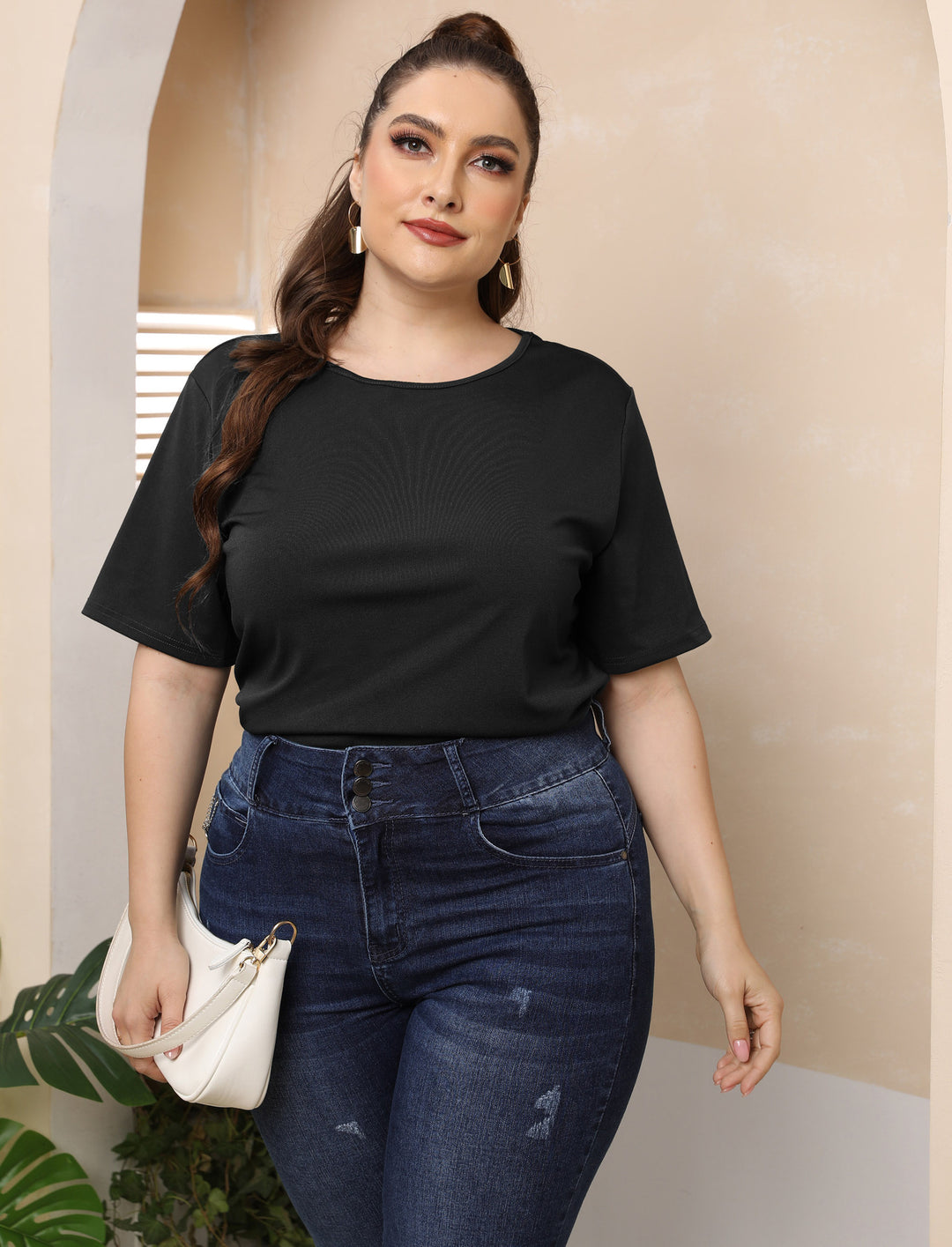 Ladies fashionable basic T-shirt Mune Fashion
