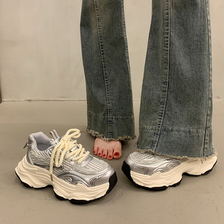 Women's Sporty Chunky Sneakers with Breathable Surface and Cushioning Sole Mune Fashion