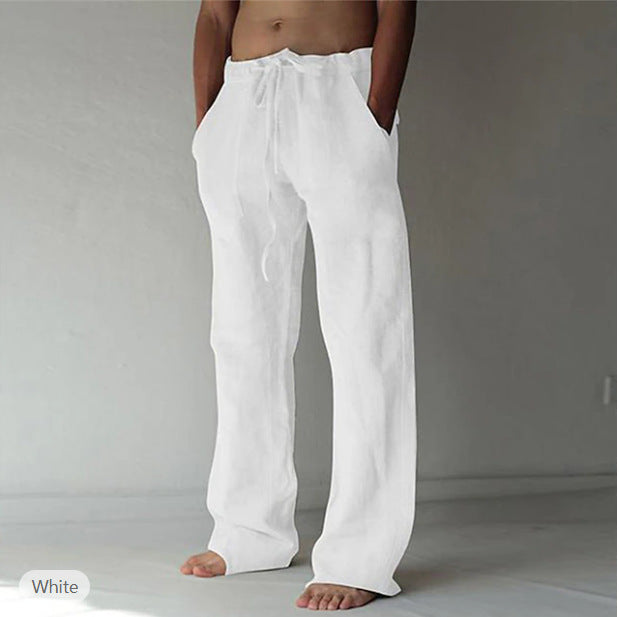 Men's linen pants with a loose fit, drawstring, and side pockets Mune Fashion