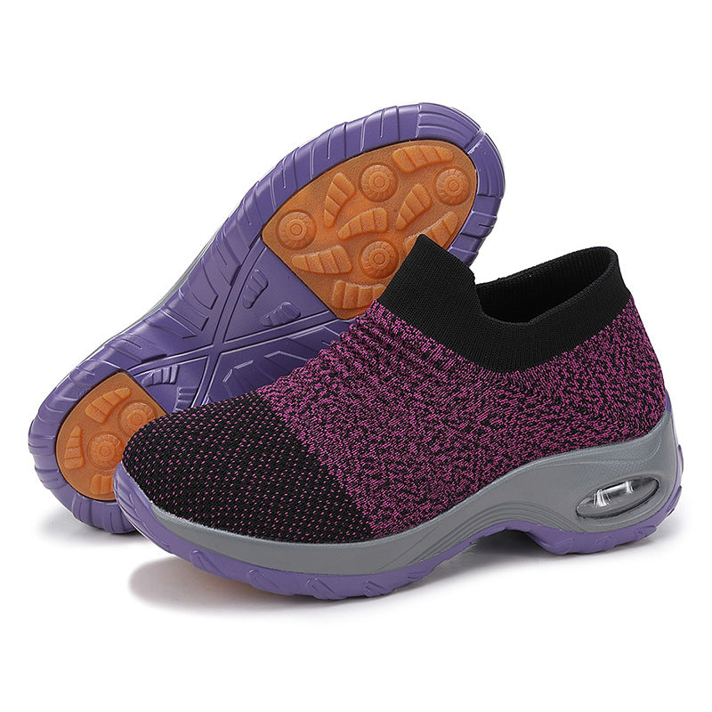 Women's breathable knit slippers with air-cushioned padding Mune Fashion