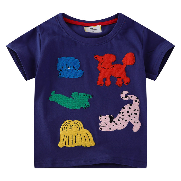 Boys short sleeve T-shirt with colorful animal application design Mune Fashion