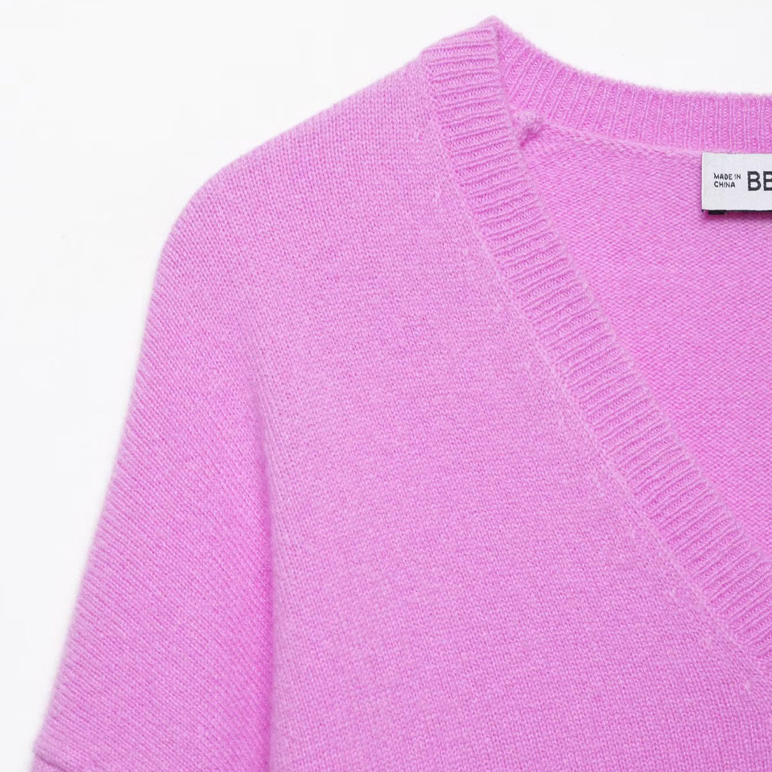 Women Oversize V-Neck Knit Sweater with Dropped Shoulder Mune Fashion