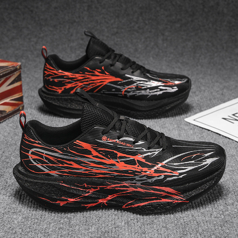 Unisex lightweight performance running shoes with knitted upper, reactive hollow core midsole, and dynamic graphic print Mune Fashion