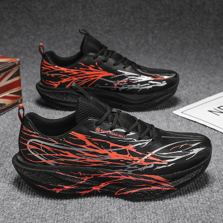 Unisex lightweight performance running shoes with knitted upper, reactive hollow core midsole, and dynamic graphic print Mune Fashion