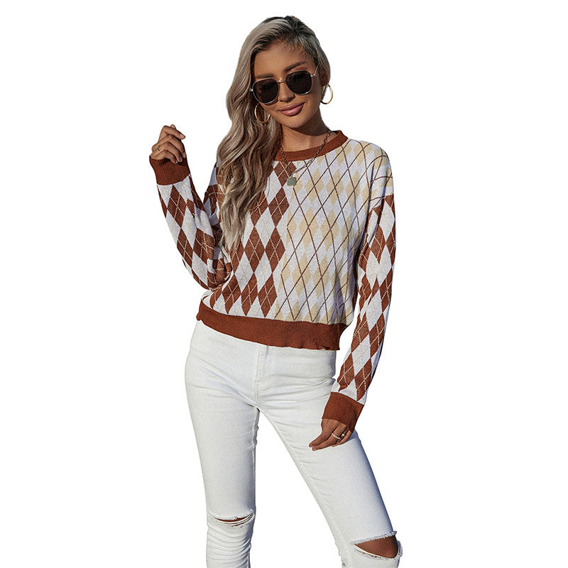 Women's patterned pullover in diamond pattern Mune Fashion