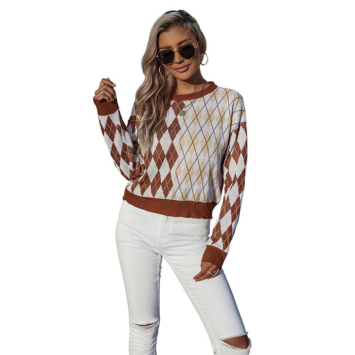 Women's patterned pullover in diamond pattern Mune Fashion