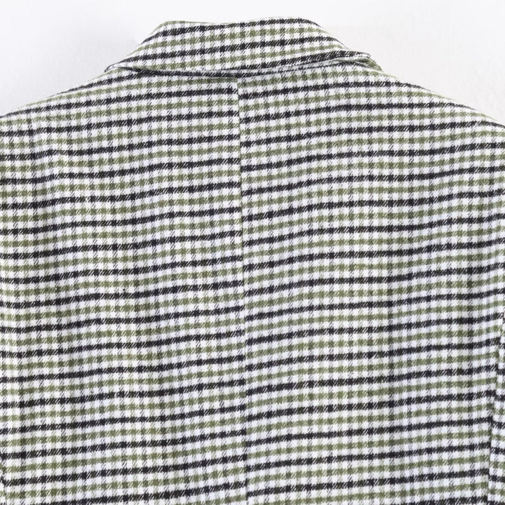 Women Double-Breasted Houndstooth Blazer with Tail Hem and Lapel Collar Mune Fashion