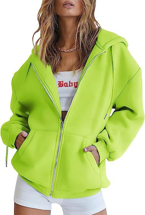 Women oversized hoodie jacket with full zip and kangaroo pockets Mune Fashion