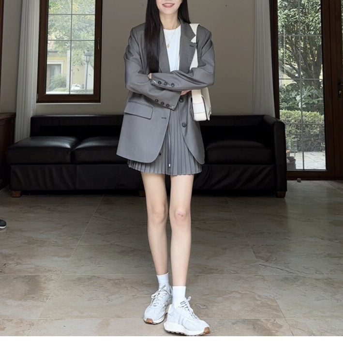 Ladies Elegant Blazer Jacket with Pleated Details Mune Fashion