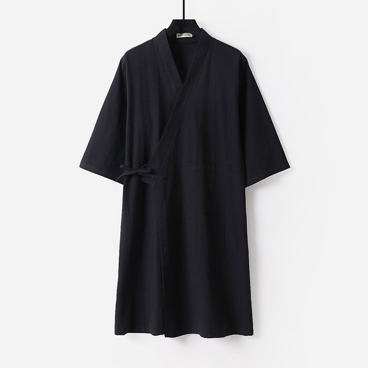 Women's Kimono Wrap Dress with Ties and Patch Pockets Mune Fashion