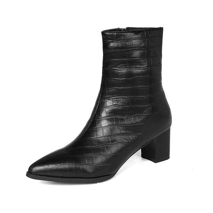 Women Elegant Croc-Effect Ankle Boots Mune Fashion