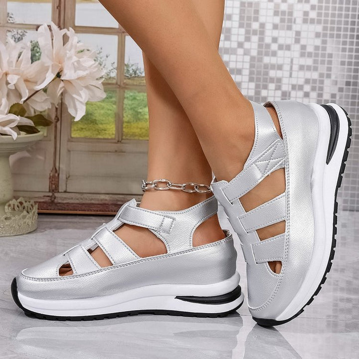 Women's sporty platform clogs with adjustable Velcro, breathable cut-outs, and cushioned EVA outsole Mune Fashion