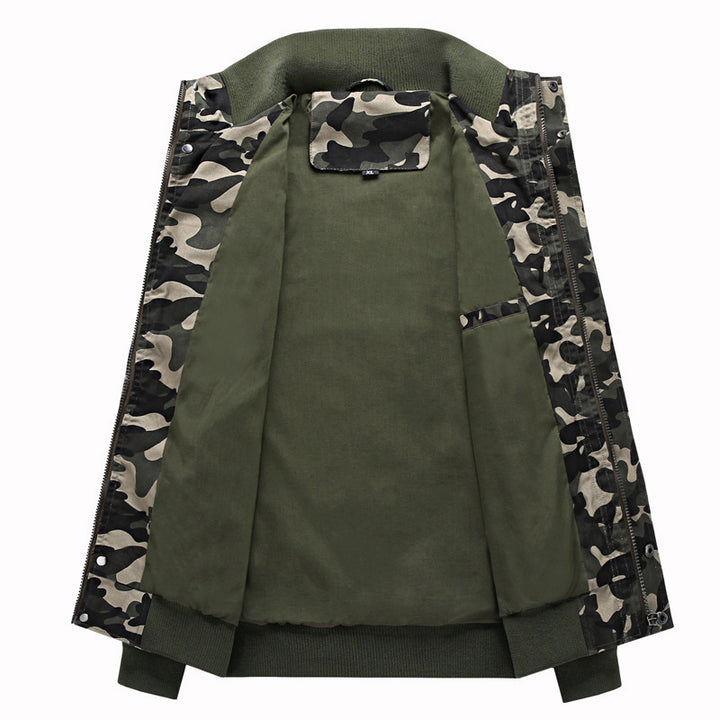 Men's Camouflage Field Blouson in Urban Military Style with Ribbed Cuffs and Multiple Pockets Mune Fashion