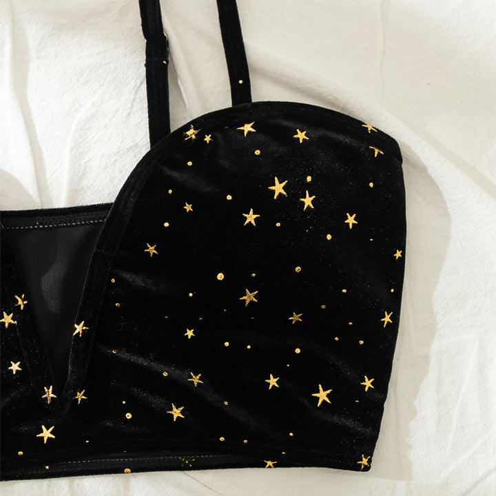 Women's High-Waisted Bikini with Glamorous Star Motif Mune Fashion