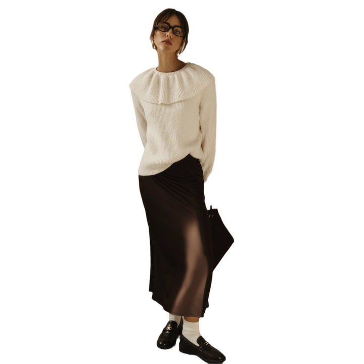 Women's turtleneck pullover with wide roll collar and ruffle sleeves Mune Fashion