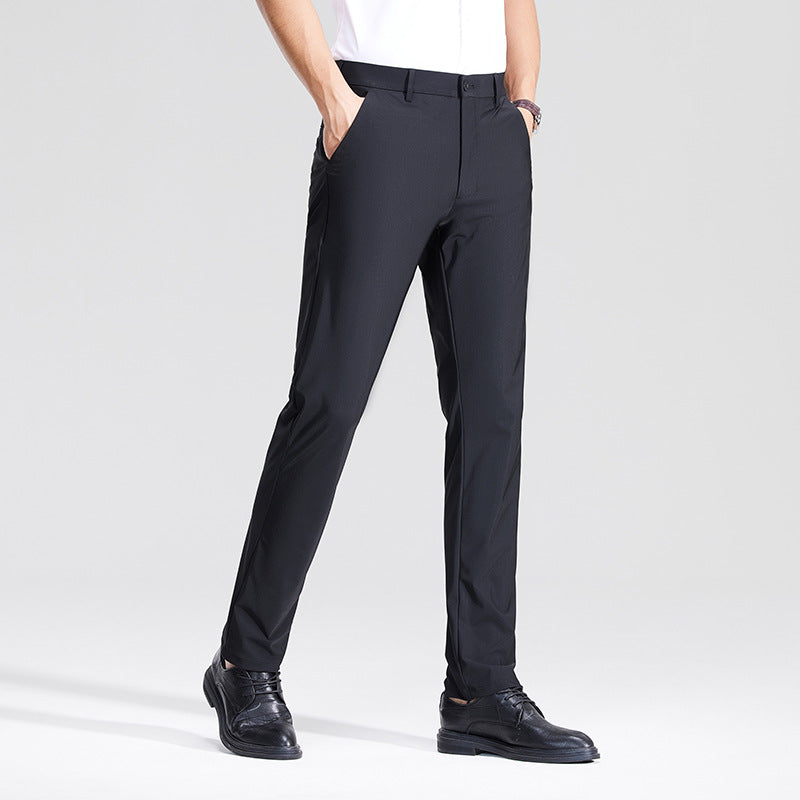 Men's Slim Business Stretch Pants with Crease and Comfort Waistband Mune Fashion