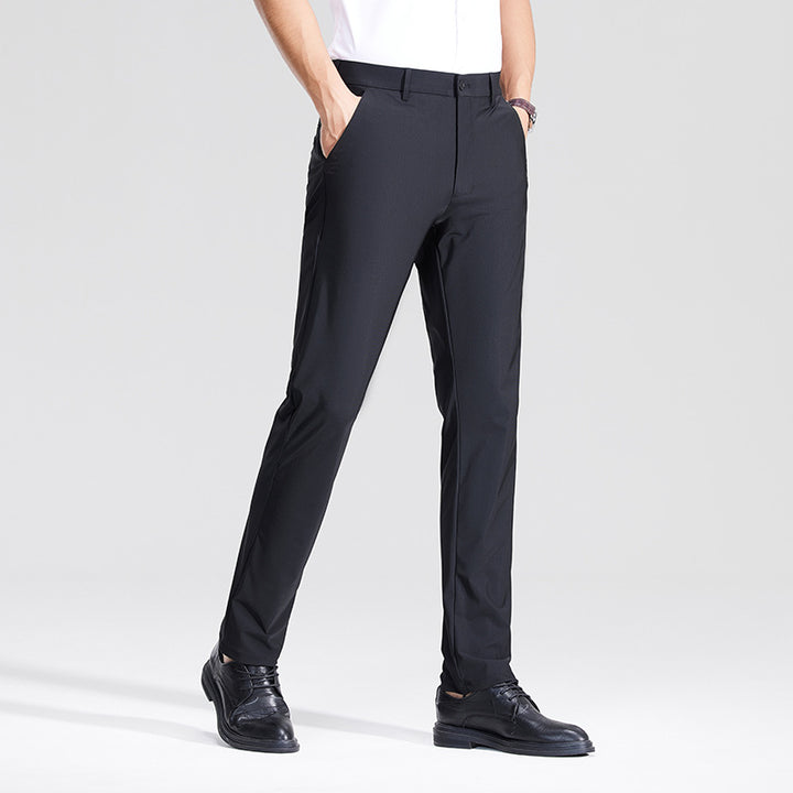 Men's Slim Business Stretch Pants with Crease and Comfort Waistband Mune Fashion