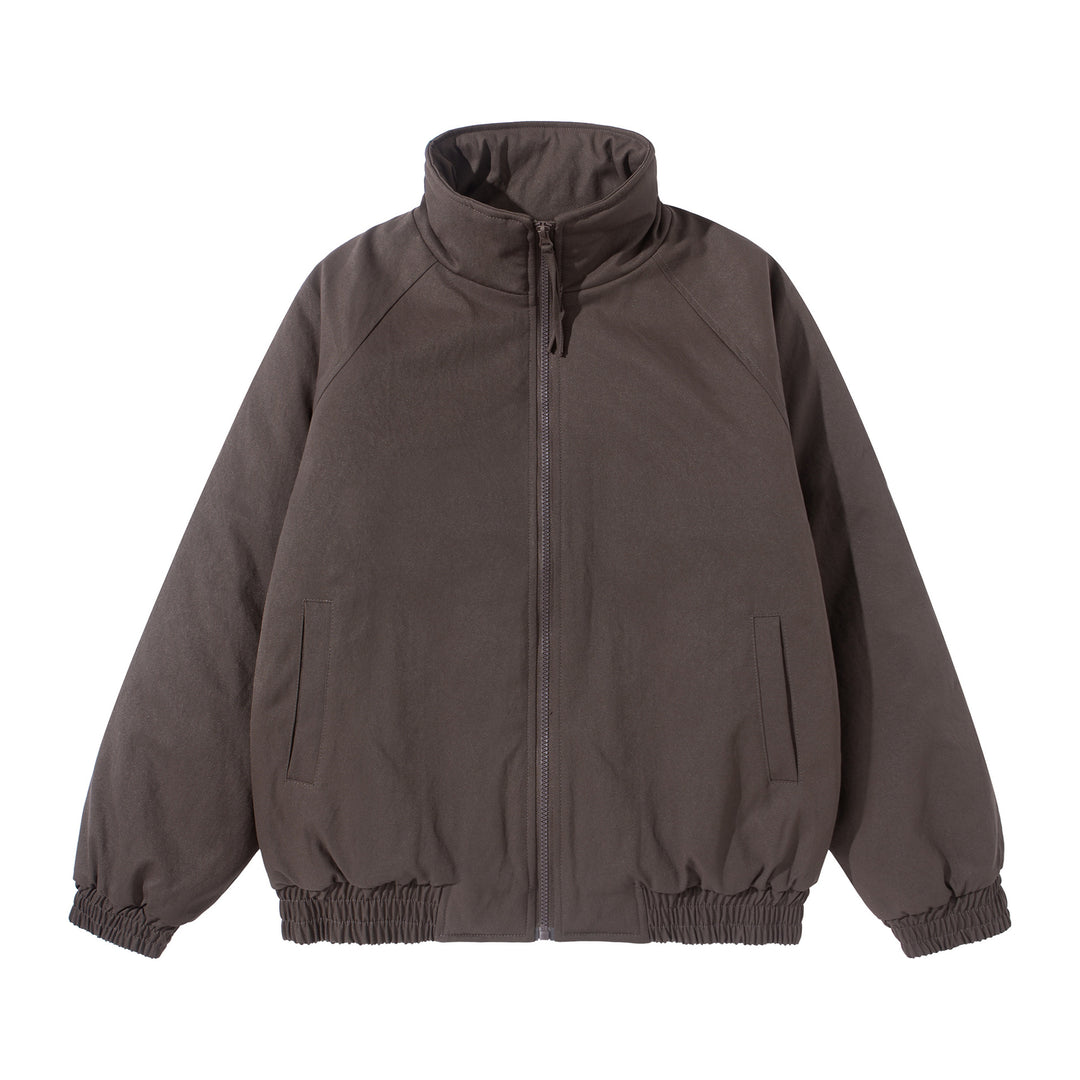Unisex Short Cut Boxy Stand Collar Blouson with Elastic Hem and Concealed Side Pockets Mune Fashion