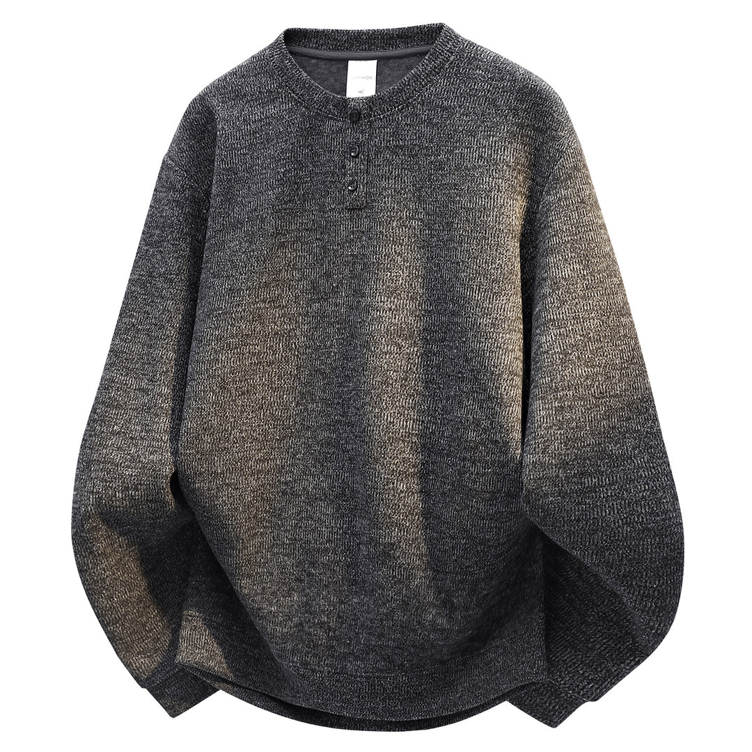 Men's Oversized Textured Henley Knit Sweater with Triple Button Placket Mune Fashion