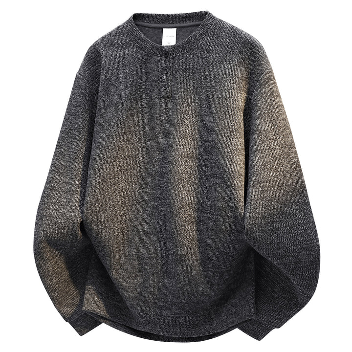 Men's Oversized Textured Henley Knit Sweater with Triple Button Placket Mune Fashion
