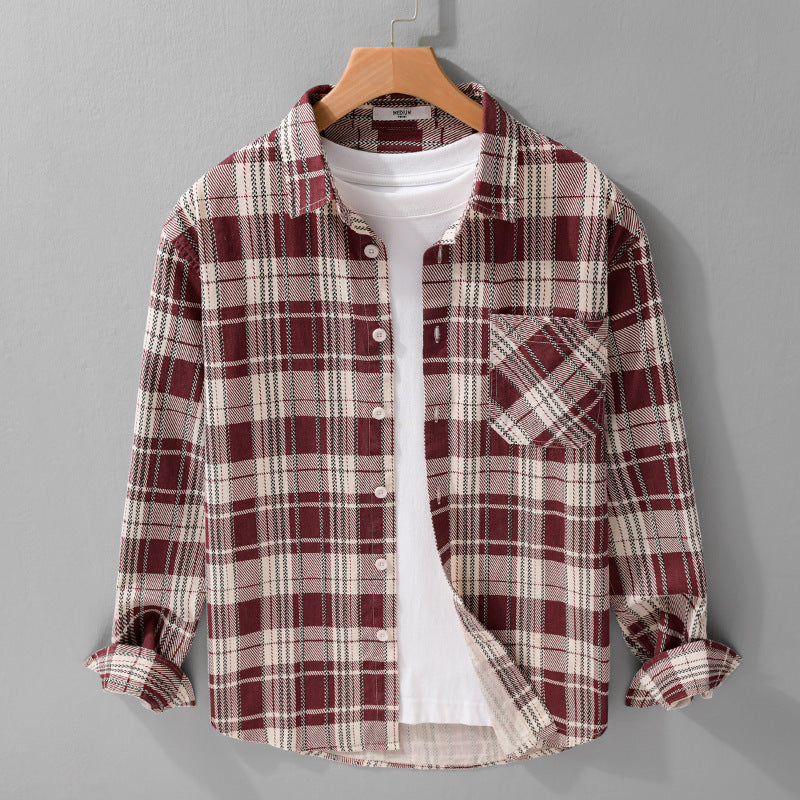 Men's Rustic Check Over Shirt made of soft cotton flannel with a patch chest pocket Mune Fashion